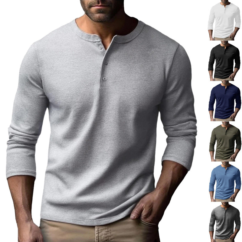 Chemise Henley à manches longues pour hommes en mélange de coton respirant Chic und Stil