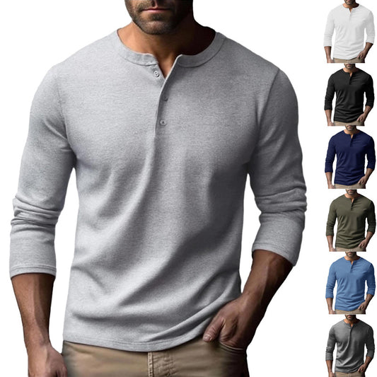 Chemise Henley à manches longues pour hommes en mélange de coton respirant Chic und Stil