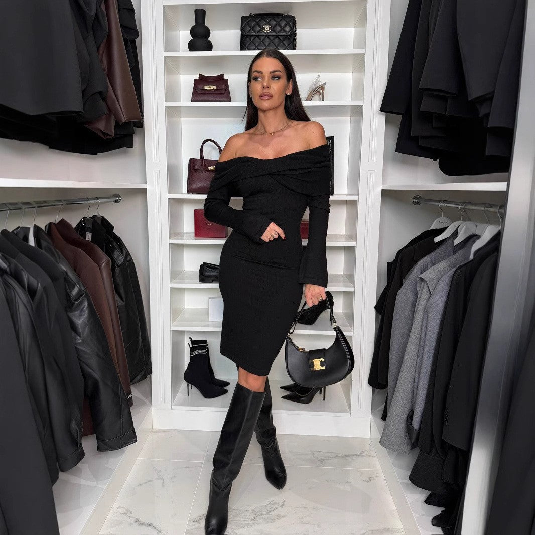Dames Off-Shoulder Bodycon Robe Chic und Stil