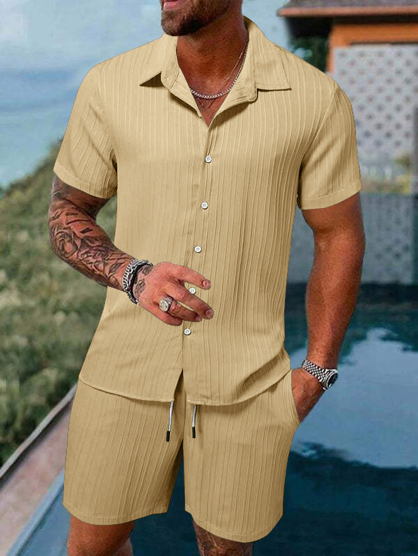 Chemise à manches courtes en rayures pour hommes Set Chic und Stil