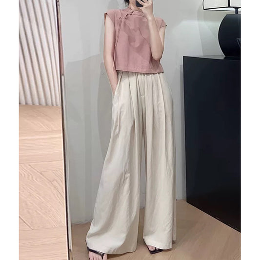 Chic and Style short utility top set for women and pleated wide pants