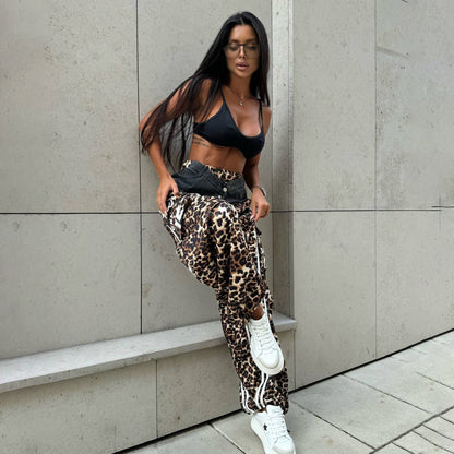 Ladies Elegant Animal Print Jogging Pants Chic and Style