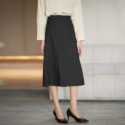 A-line midi skirt for women with button detail on the side Chic und Stil