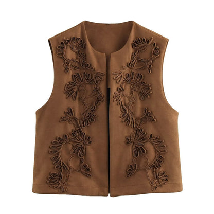 Dames gilet avec design floral en broderie Chic und Stil