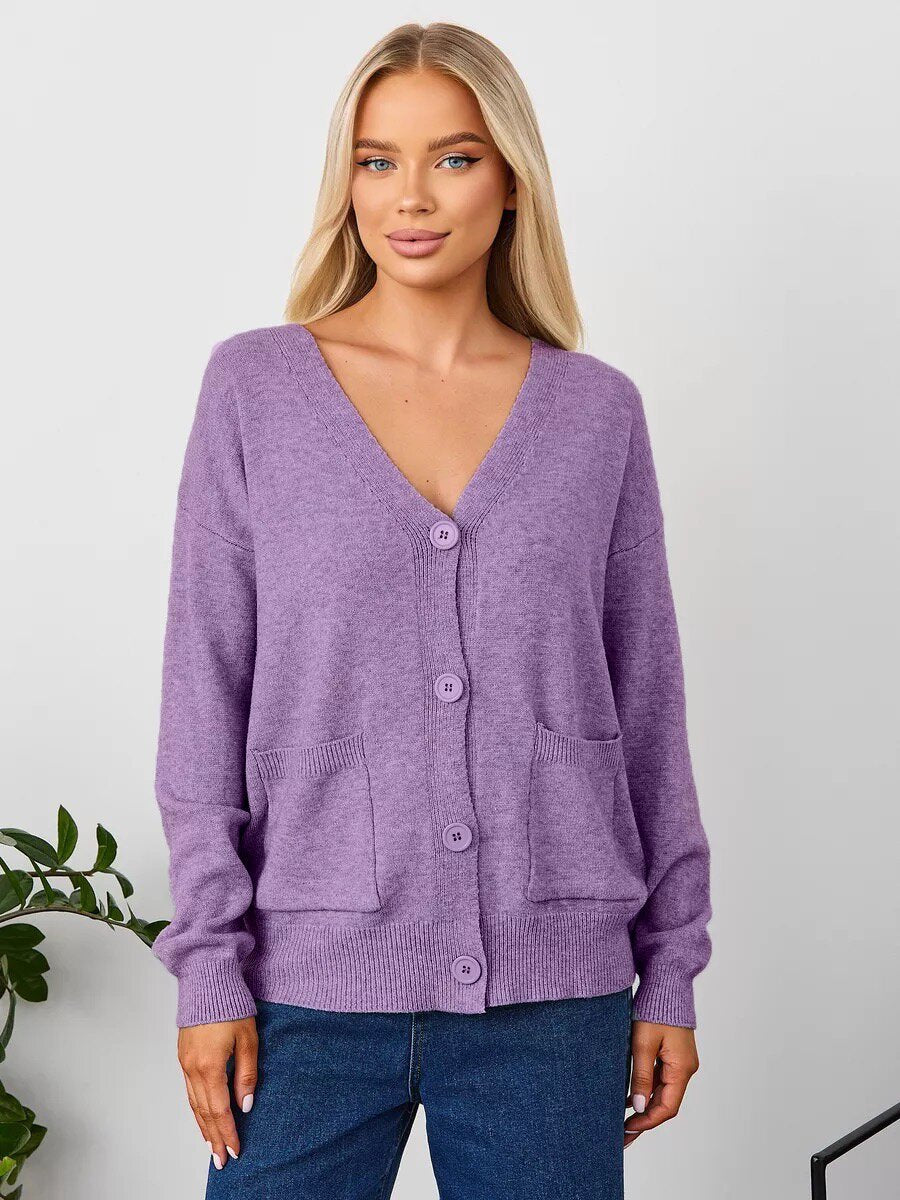 Dames cardigan douillet avec décolleté en V et poches pratiques Chic und Stil