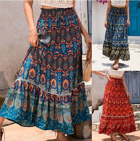 Robe maxi boho femme avec design à volants Chic und Stil