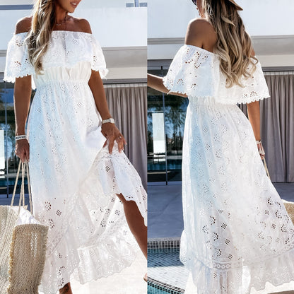 Robe Maxi en dentelle Off-Shoulder pour femmes Chic und Stil