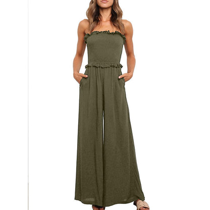 Salopette sans bretelles pour femmes avec jambe large et bordure à volants Chic und Stil