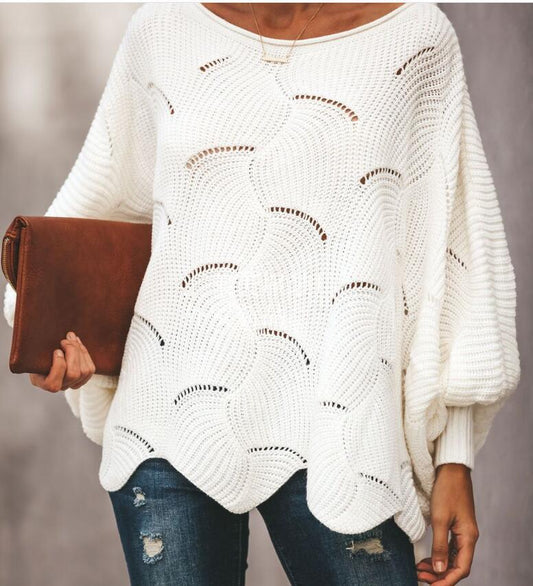 Pull en tricot léger pour femmes avec un élégant motif en vagues Chic und Stil