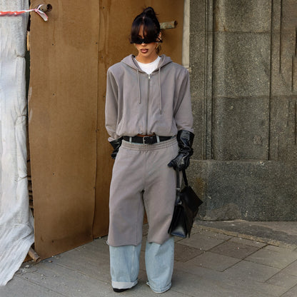 Women Casual Knit Set with High Neck and Loose Pants Chic und Stil