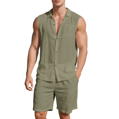 Tenue d'été décontractée pour hommes avec chemise sans manches et shorts Chic und Stil