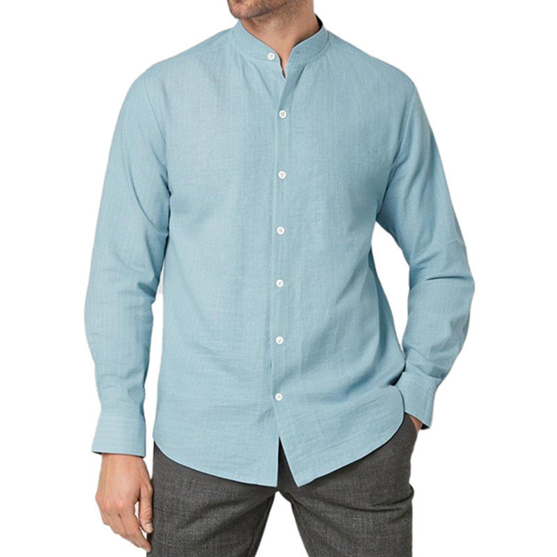 Chemise à manches longues pour hommes avec un motif rayé moderne et un col montant pratique Chic und Stil