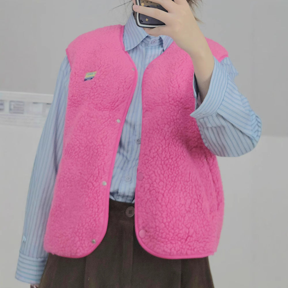 Dames Douce et décontractée gilet en teddy avec poches latérales Chic und Stil