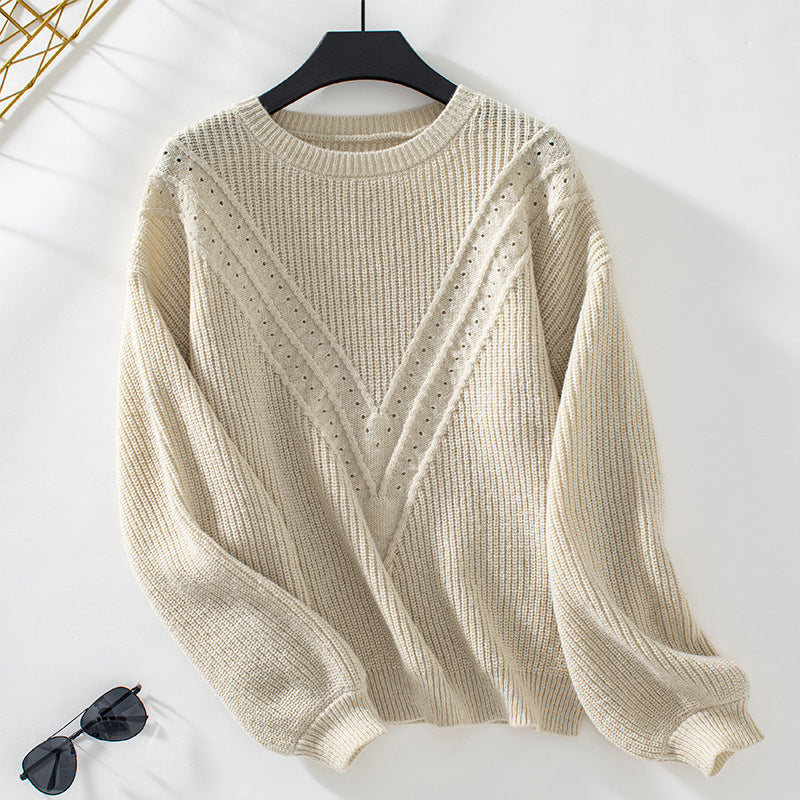 Pull en tricot pour femmes avec décolleté en V et motif texturé décoratif Chic und Stil