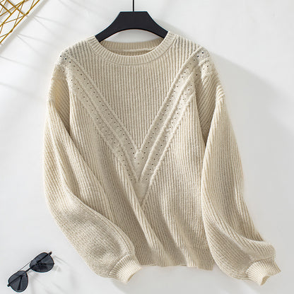 Pull en tricot pour femmes avec décolleté en V et motif texturé décoratif Chic und Stil
