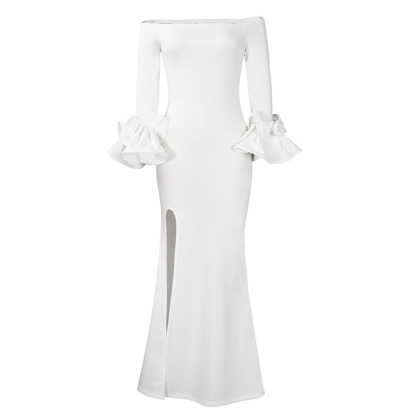 Robe de soirée élégante pour dames avec des volants dramatiques et une fente latérale Chic und Stil