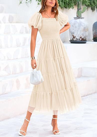 Robe maxi femme avec des manches volumineuses et une conception sans épaules Chic und Stil
