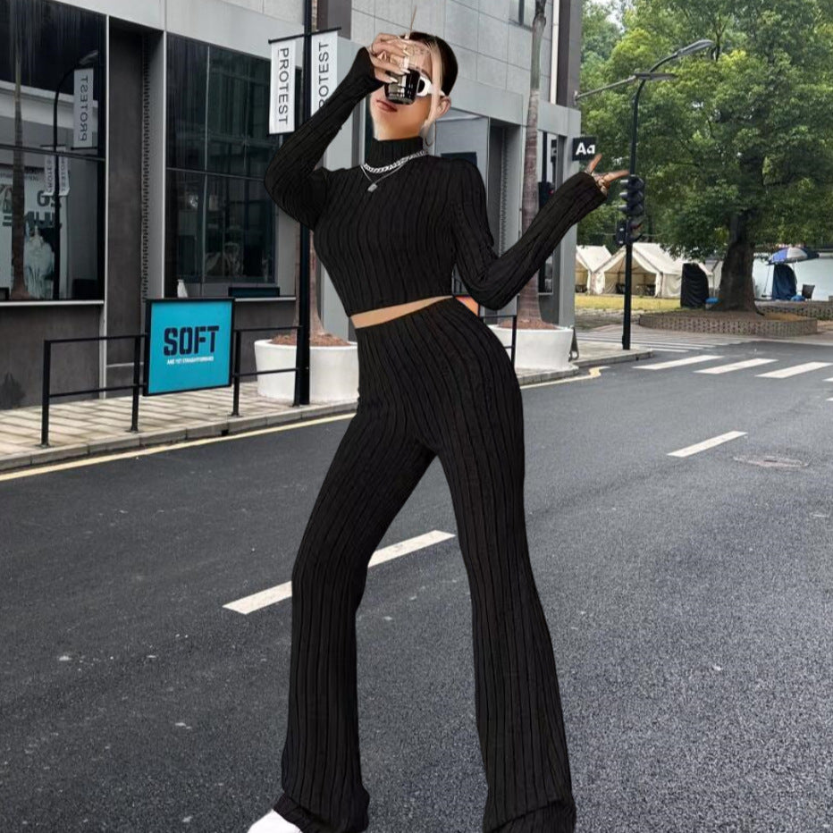 Chic and Style short knit top and palazzo pants set for women