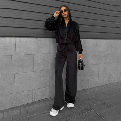 Dames Ensemble Lounge Confortable avec Détails Volants Chic und Stil