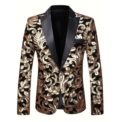 Blazer élégant en sequins pour hommes au design floral luxueux Chic und Stil
