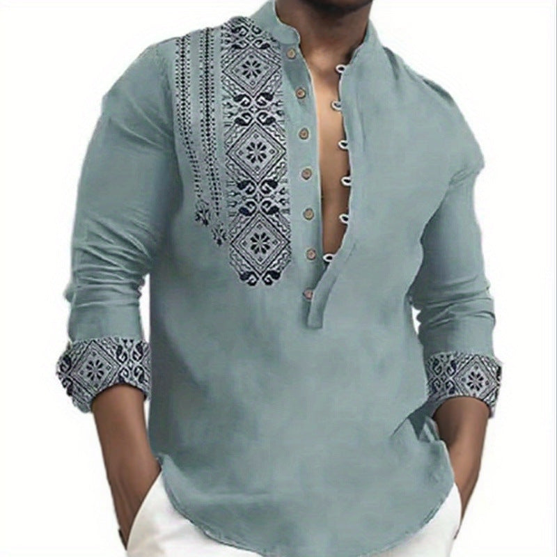 Hommes Chemise à manches longues tendance avec des motifs ethniques élégants Chic und Stil