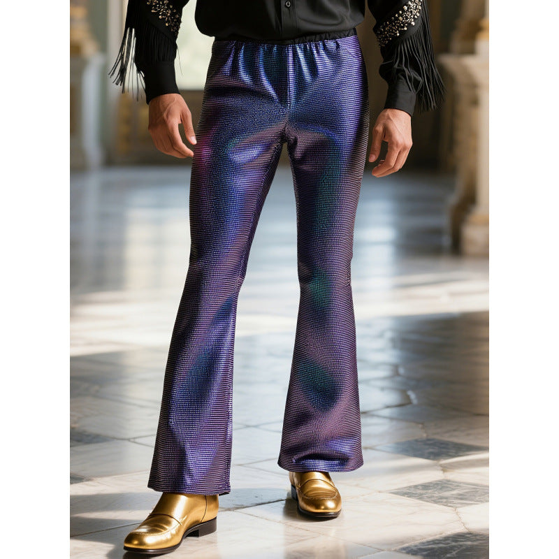 Men's glitter disco pants with wide leg and elastic waist Chic und Stil