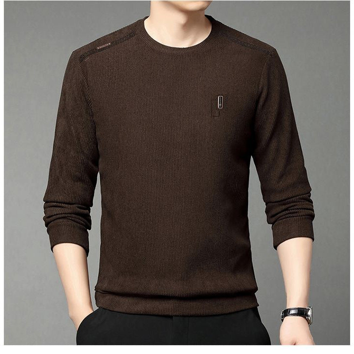 Modern pullover for men with round neck, featuring ribbed structure and stylish contrasting collar Chic and Style