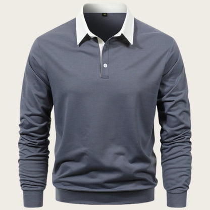 Men's long sleeve polo with contrast collar and high-quality cotton Chic and Style
