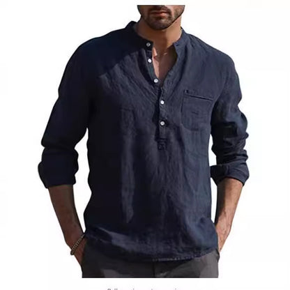 Chemise en lin pour hommes avec coupe mi-longue et poche poitrine pratique Chic und Stil