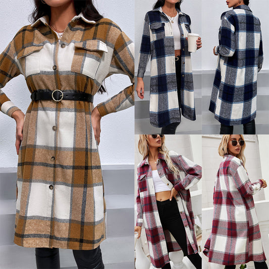 Chemise overshirt à carreaux pour femmes avec coupe décontractée et manches longues Chic und Stil