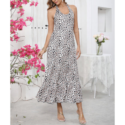 Robe maxi dos nu imprimé animal Chic und Stil