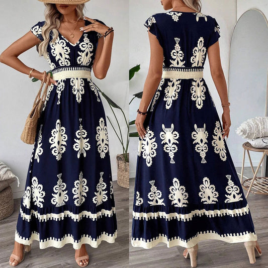 Femmes Robe Maxi Imprimé Bohémien Chic und Stil