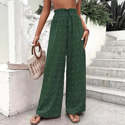 Wide palazzo pants for women with elastic waistband and decorative pattern Chic und Stil