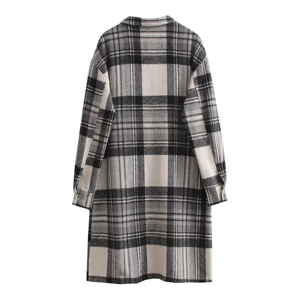 Plaid Slip Dress for Women with Practical Chest Pockets and Long Sleeves Chic und Stil