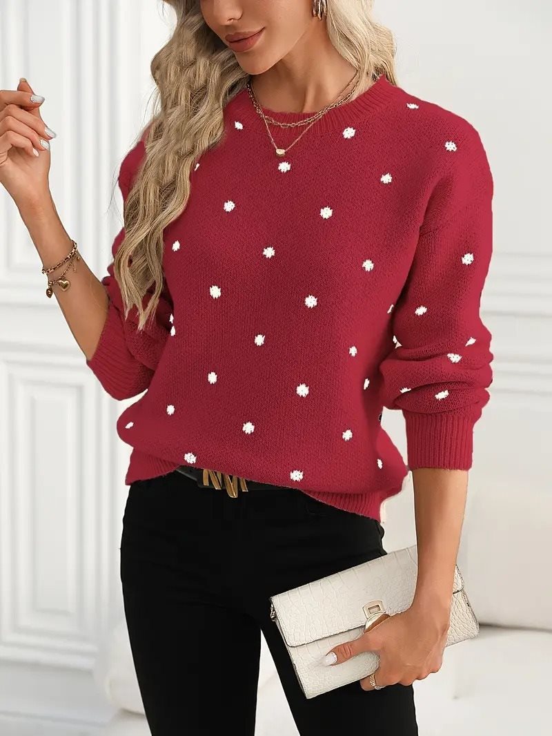 Pull en maille à motifs pour femmes avec col ras du cou et coupe décontractée Chic und Stil