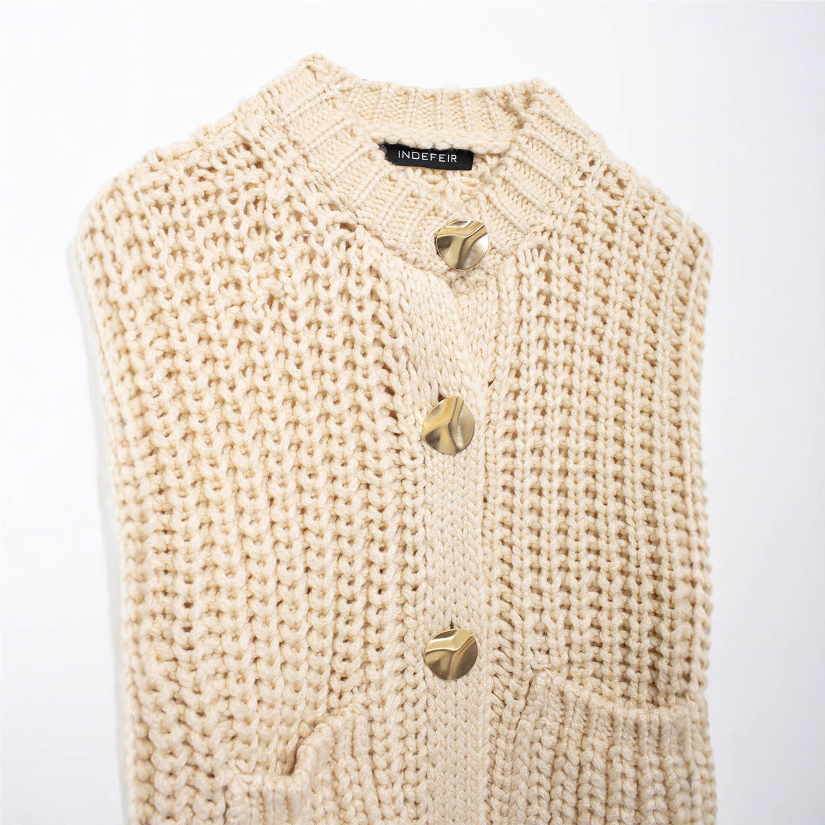 Ladies soft pullover with large buttons Chic and Style