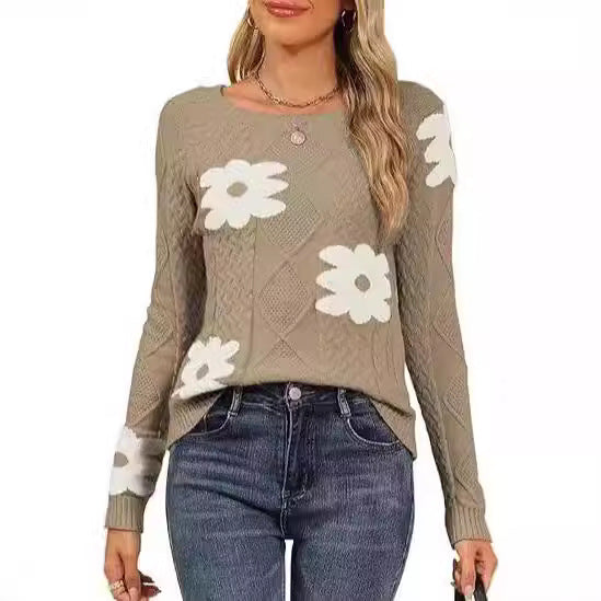 Dames Grand motif floral pull en tricot Chic und Stil