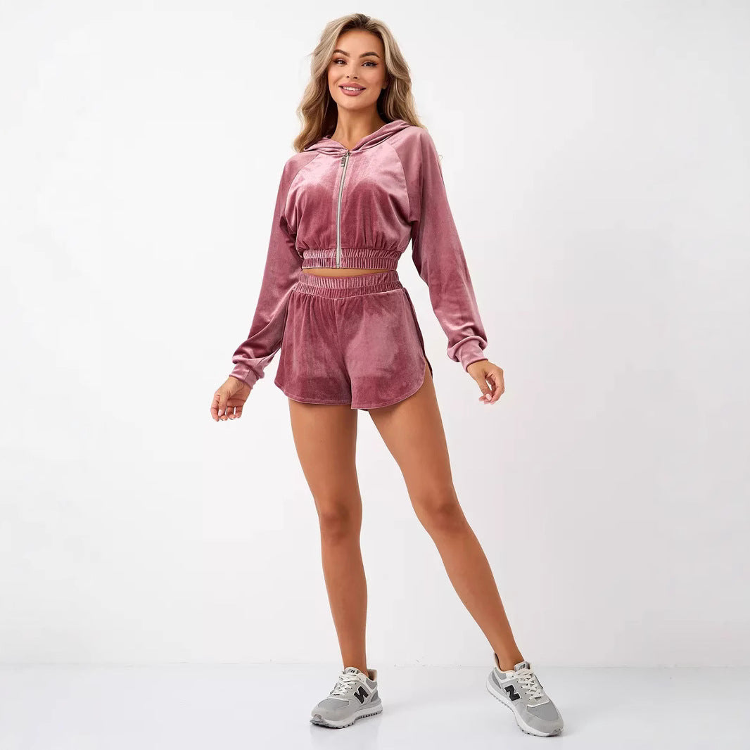 Dames élégant Fleece-Hoodie avec col haut et fermeture éclair Chic und Stil