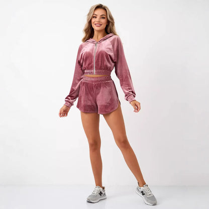 Dames élégant Fleece-Hoodie avec col haut et fermeture éclair Chic und Stil