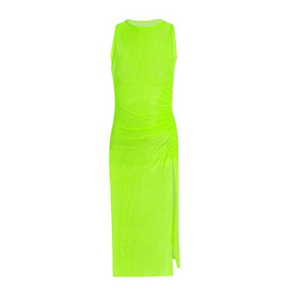 Femmes Robe Maxi Sans Manches Raffung Chic und Stil