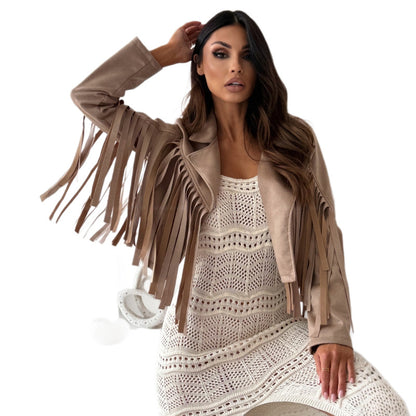 Fringe jacket for ladies in high-quality faux suede Chic and Style