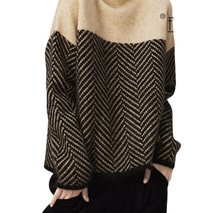 Pull en tricot confortable pour femmes avec un motif zigzag à la mode Chic und Stil