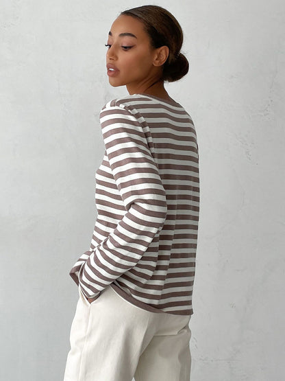 Pull over en tricot décontracté pour femmes avec motif rayé et coupe ample Chic und Stil