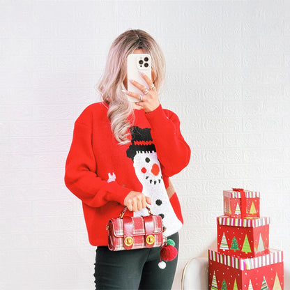 Pull de Noël pour femmes avec motif festif de bonhomme de neige Chic und Stil