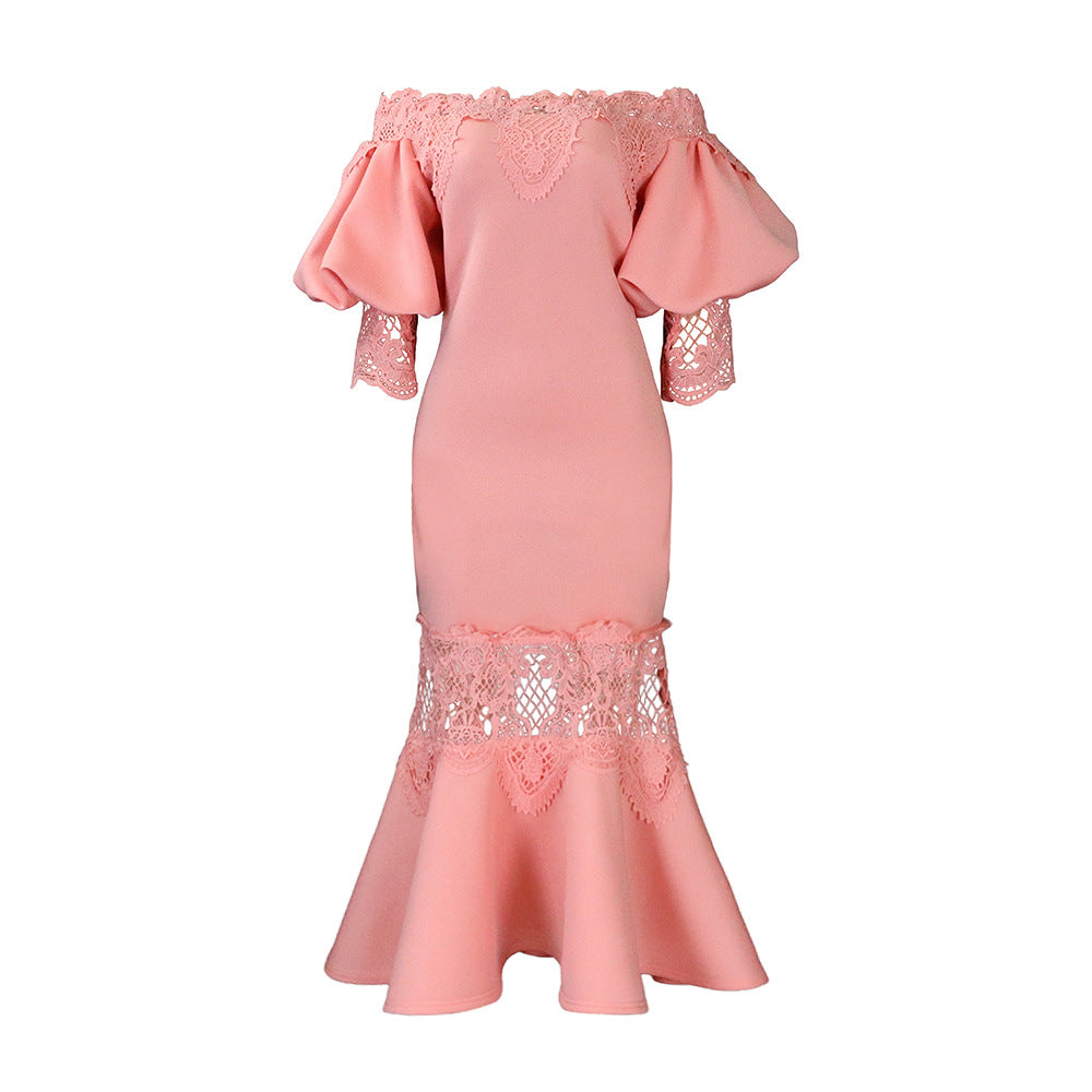 Dames Élégant Robe Fourreau avec Manches en Dentelle Chic und Stil