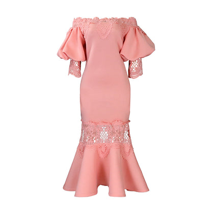 Dames Élégant Robe Fourreau avec Manches en Dentelle Chic und Stil