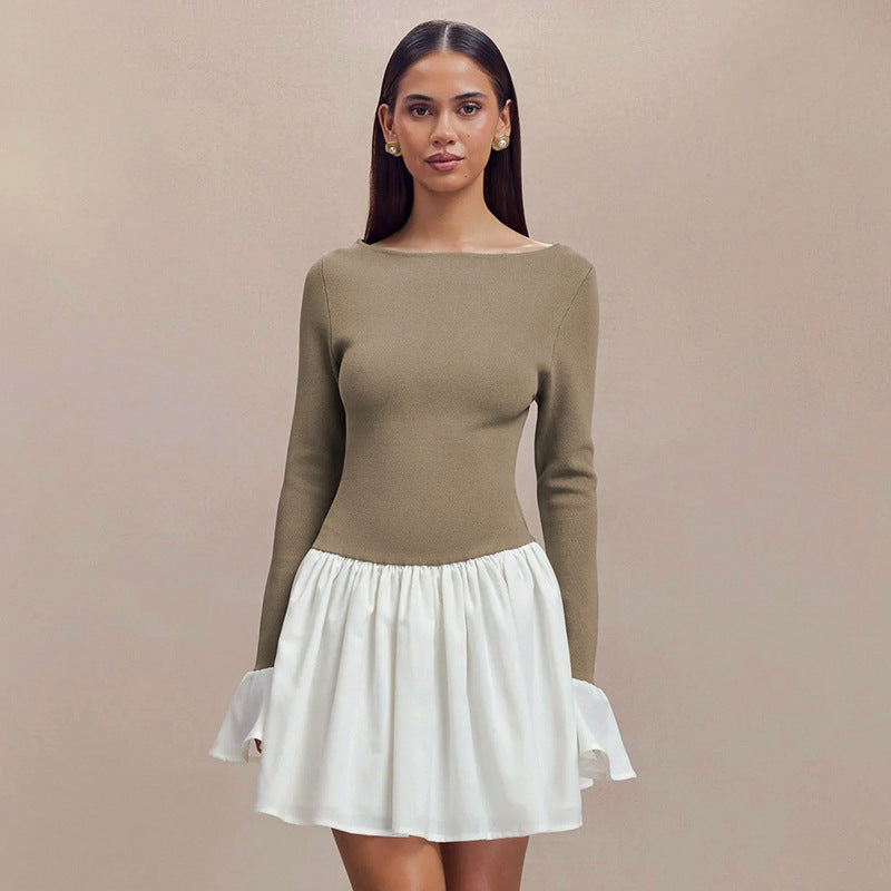 Robe féminine à la mode avec jupe contrastante Chic und Stil
