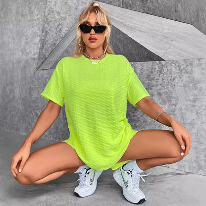 Shorts de loisirs pour femmes et ensemble de t-shirt en matériau structuré Chic und Stil