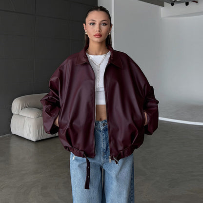 Dames élégante veste en cuir synthétique Chic und Stil