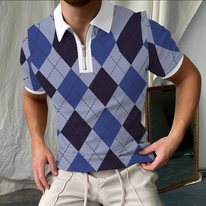 Polo-shirt à manches courtes à carreaux élégant pour hommes Chic und Stil